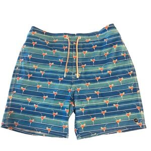 Johnnie-O Swim Trunks Mens Large‎ Cocktail Martini Drink Glass